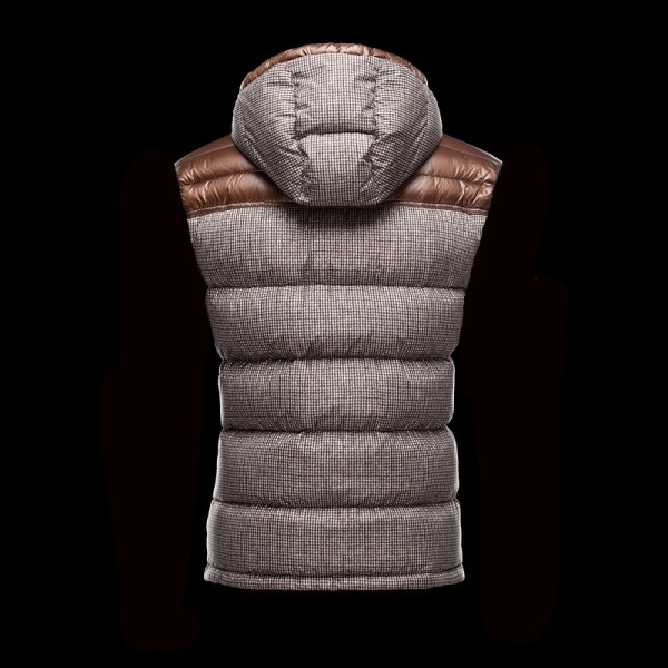 Moncler Moda Claret e Grigio Zipper senza maniche Uomo Gilet uscita